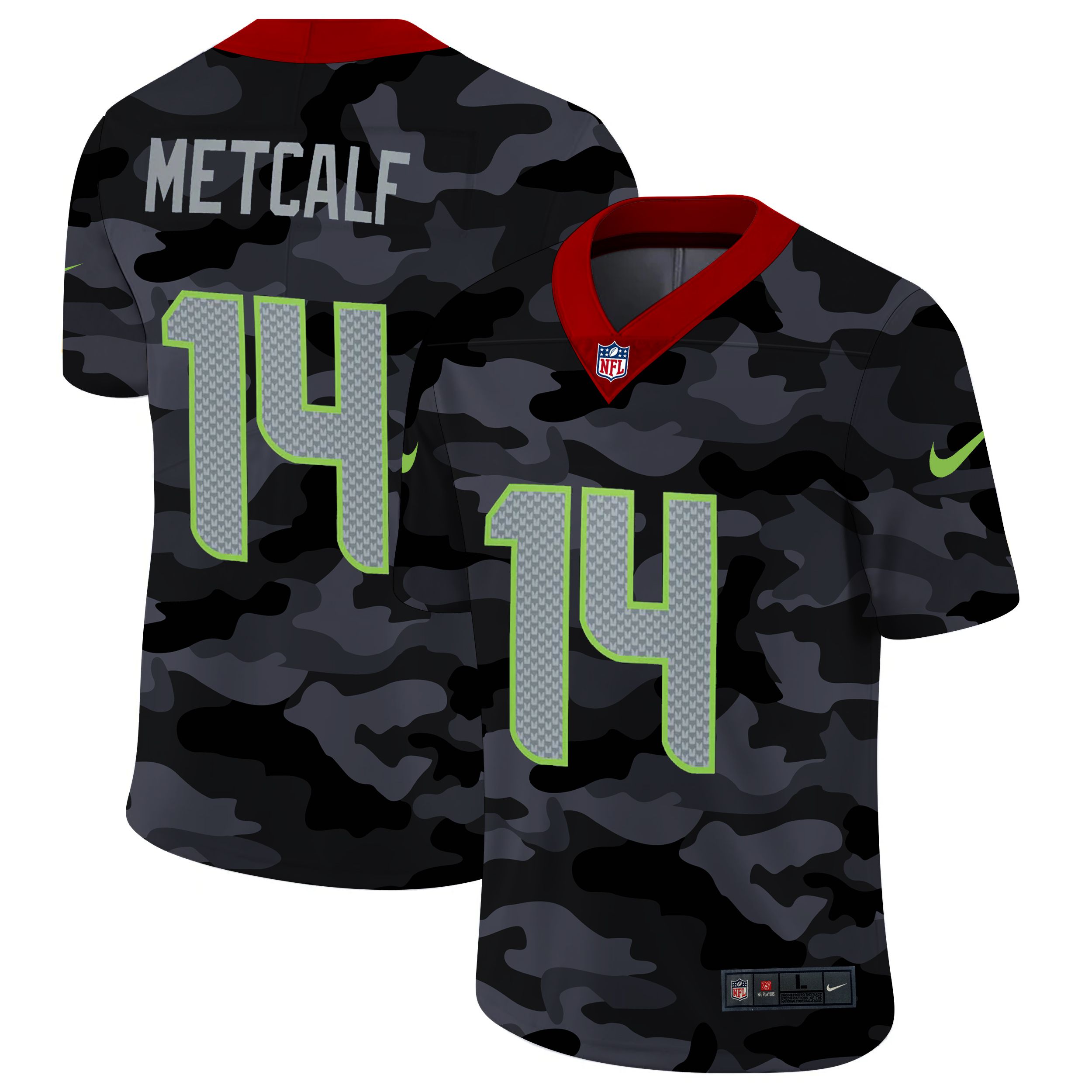 Men Seattle Seahawks #14 Metcalf 2020 Nike Camo Salute to Service Limited NFL Jerseys->arizona cardinals->NFL Jersey